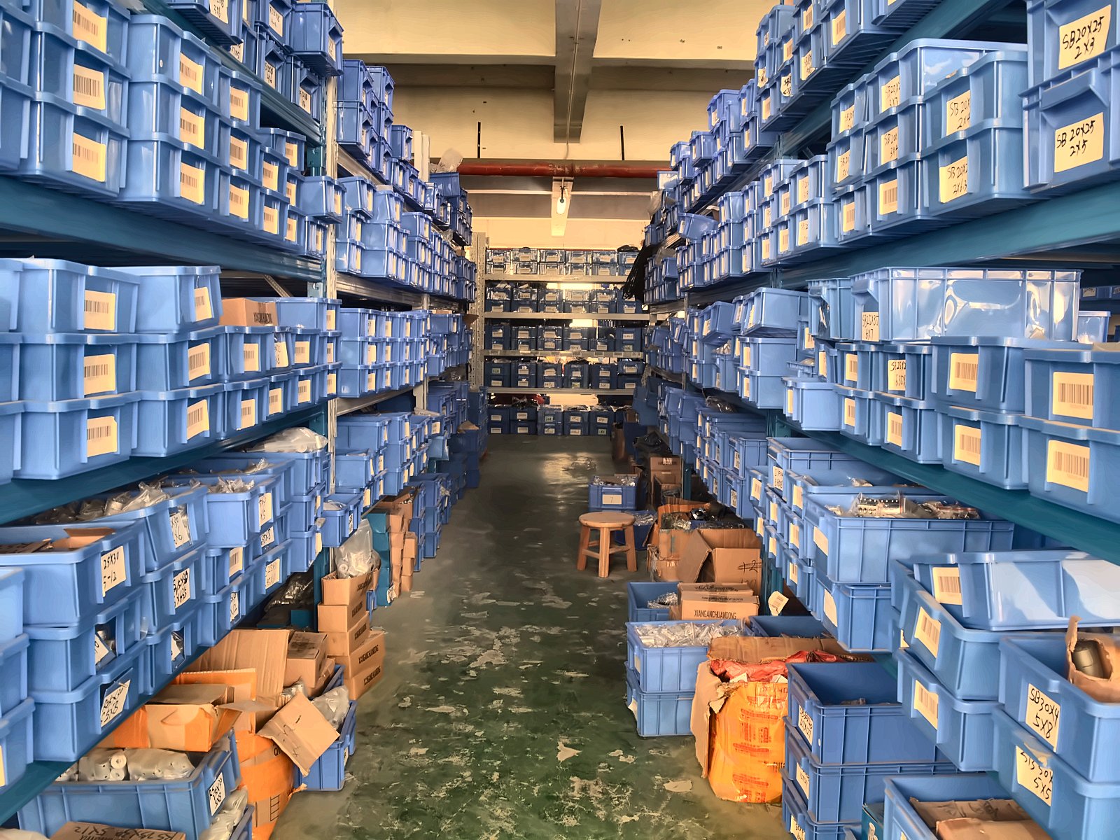 Warehouse — tens of thousands of sizes on the shelf